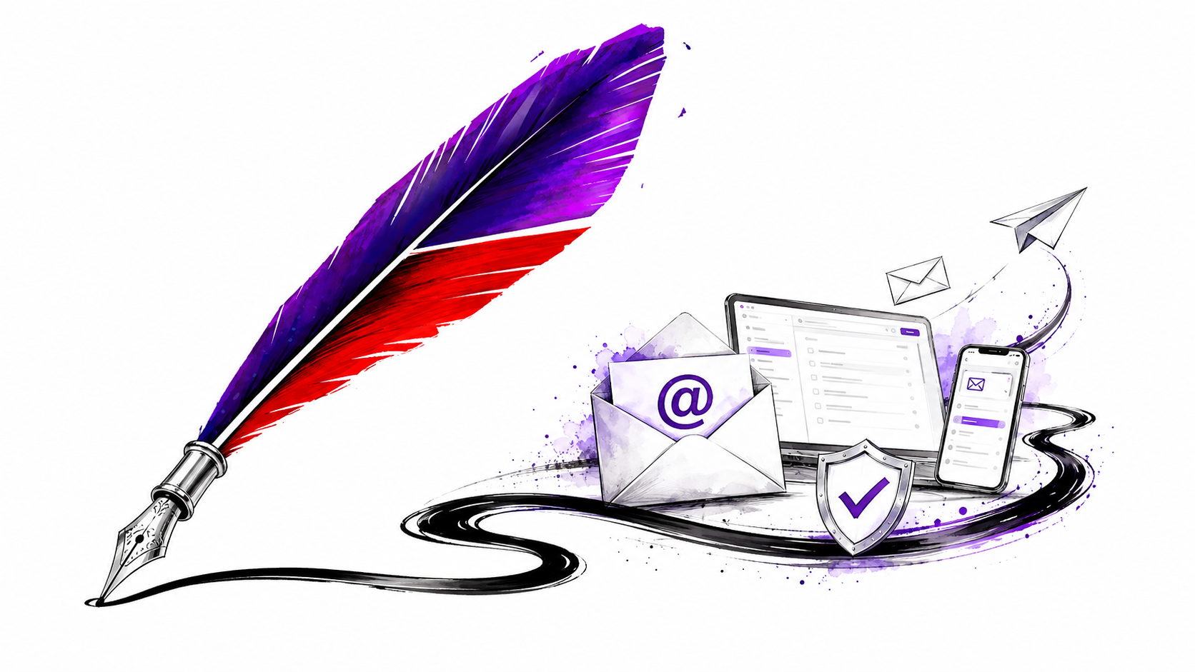 A Griffin quill tracing a disrupted email path toward a clearer route