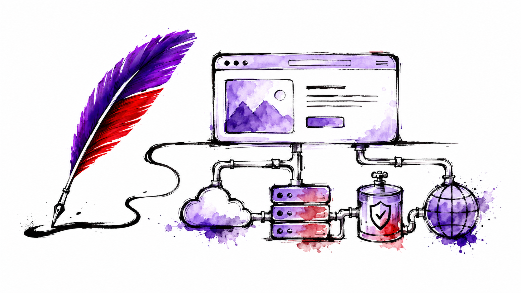 A website connected through hosting infrastructure
