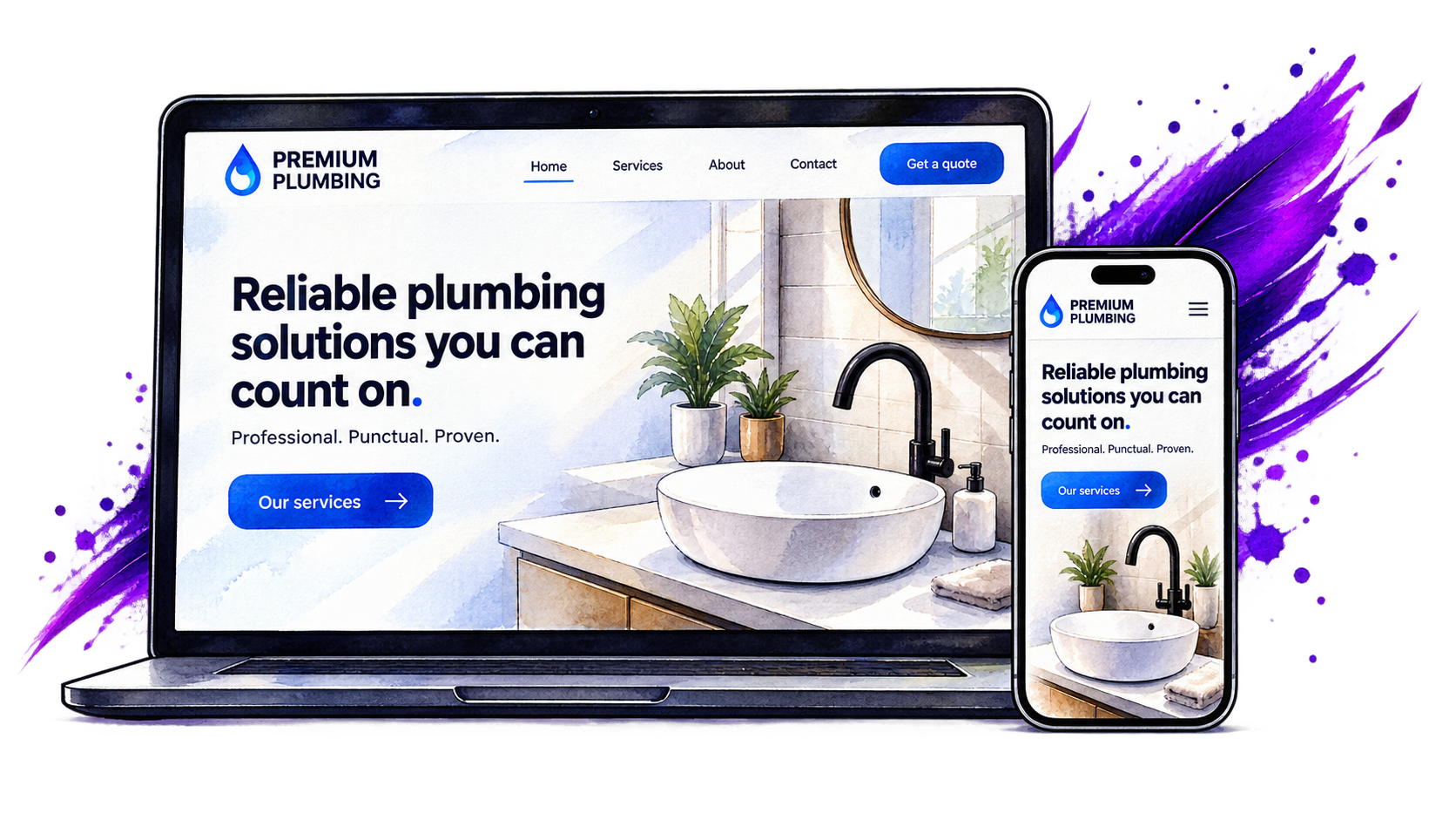 A responsive business website with hosting infrastructure underneath
