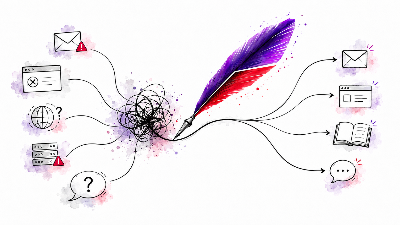 A Griffin quill tracing a tangled technical problem into clearer support paths