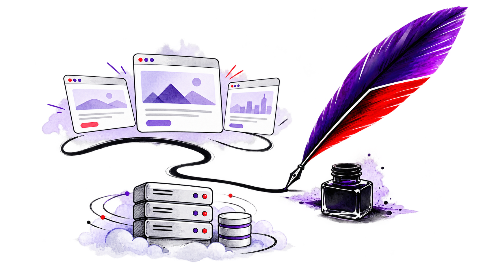 Client websites connected by ink to shared Griffin hosting infrastructure