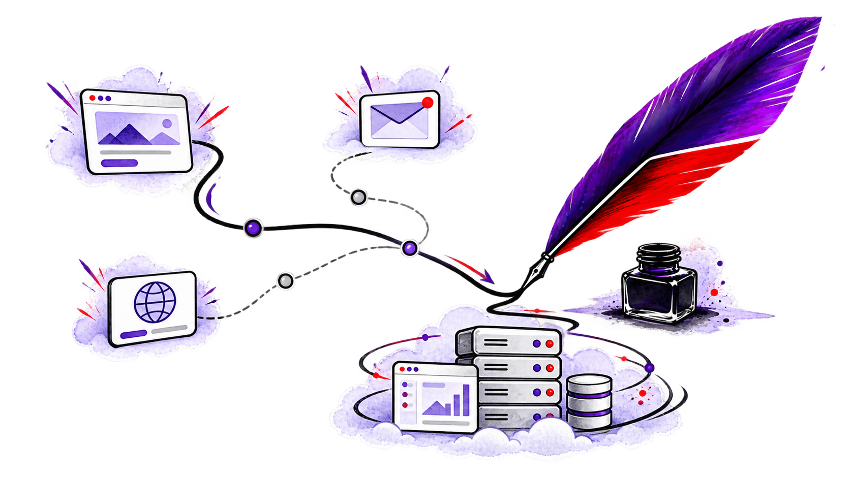 Client website, email and web services feeding into shared hosting infrastructure