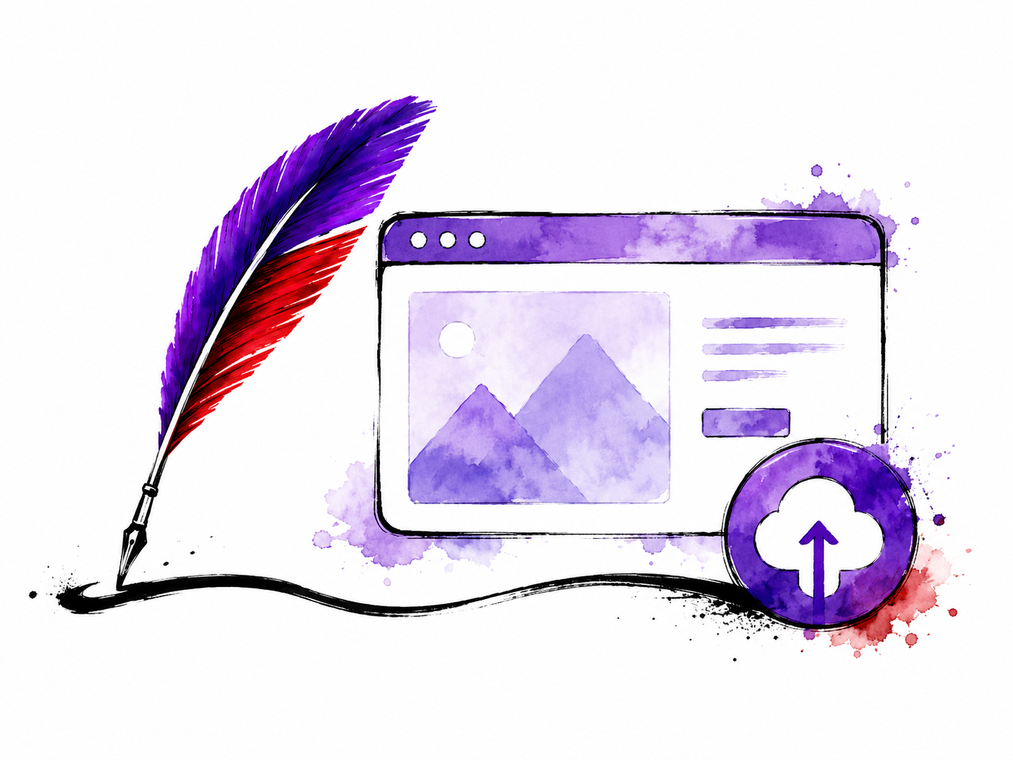 Quill and browser website connected to a hosting layer