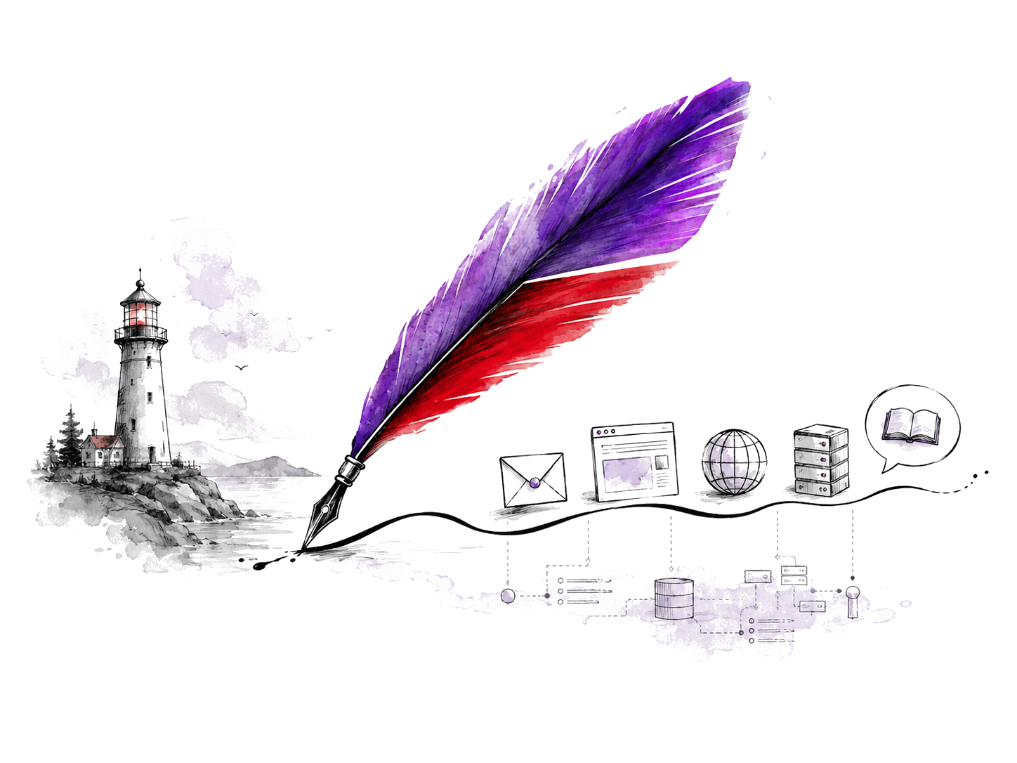 Griffin quill connecting a business identity to the online world