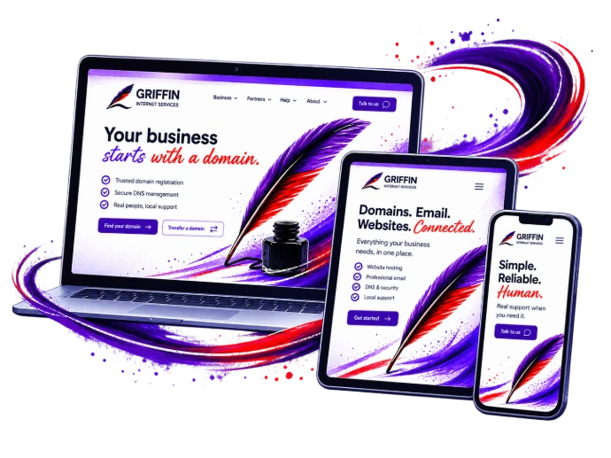 Responsive business website connected to a domain