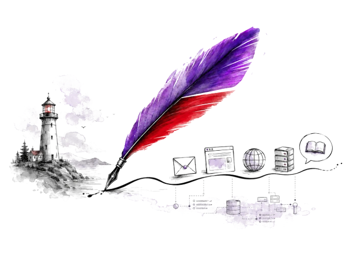 Griffin quill connecting a business identity to the online world